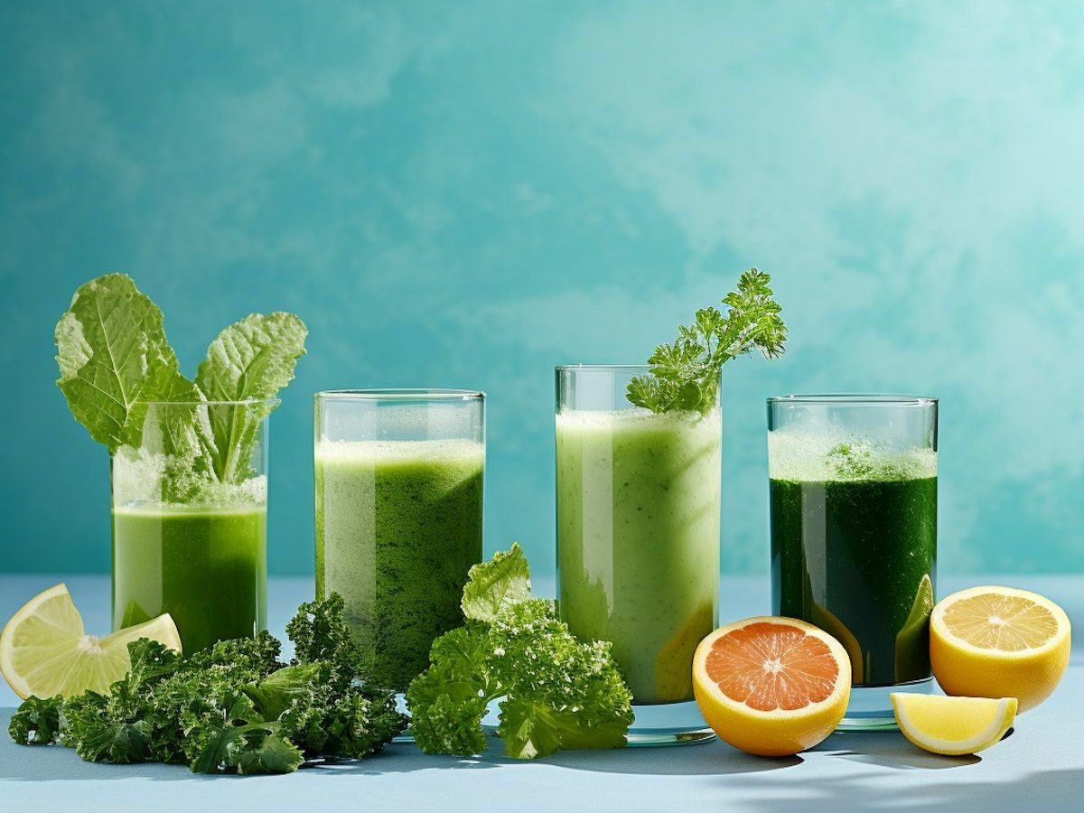 Frische grüne Smoothies zur gesunden Ernährung